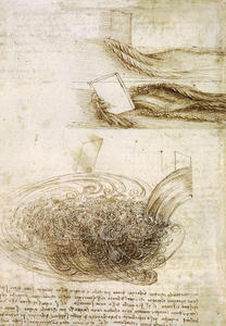 Leonardo Da Vinci - Studies of Water passing Obstacles and falling