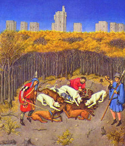  Oil Painting Replica Fascimile of December: Hunting Wild Boar by Limbourg Brothers (1385-1416, Netherlands) | WahooArt.com