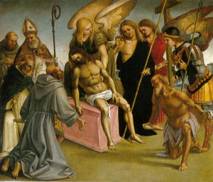 Luca Signorelli - Lamentation over the Dead Christ with Angels and Saints