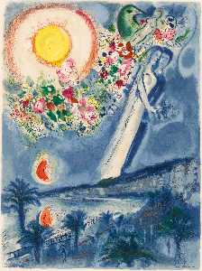 Marc Chagall - Lovers in the sky of Nice