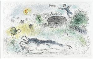 Marc Chagall - Lovers near isba