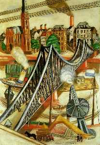 Order Art Reproductions The Iron Bridge (View of Frankfurt), 1922 by Max Beckmann (1884-1950, Germany) | WahooArt.com