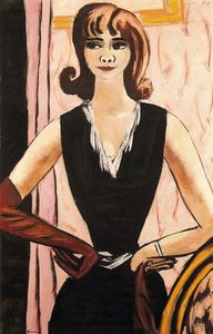 Max Beckmann - Portrait of Quappi in pink and purple
