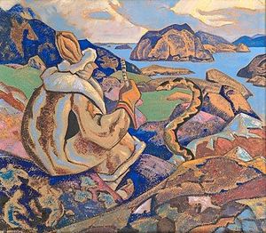 Nicholas Roerich - Snakes facing (Whisperer a serpent)
