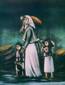 Niko Pirosmani - Peasant Woman with Children Goes for Water