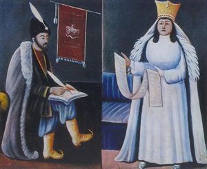 Niko Pirosmani - Shota Rustaveli and Queen Tamar