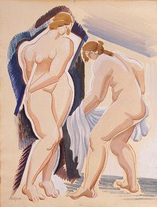 Alexander Porfiryevich Archipenko - Two Nude Female Figures with a Cloth