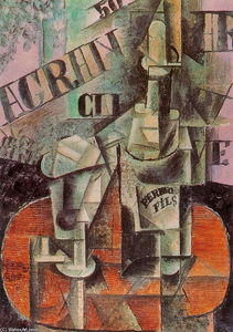 Pablo Picasso - Table in a Cafe (Bottle of Pernod)
