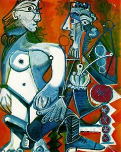 Pablo Picasso - Standing female nude and man with pipe