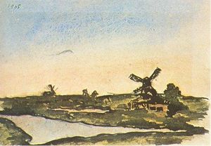 Pablo Picasso - Dutch landscape with windmills