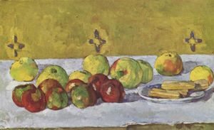 Paul Cezanne - Still life with apples and biscuits