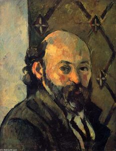 Paul Cezanne - Self-portrait in front of olive wallpaper