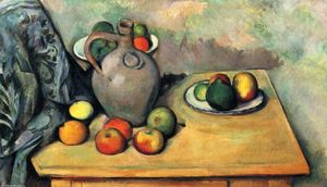 Paul Cezanne - Still life, jug and fruit on a table
