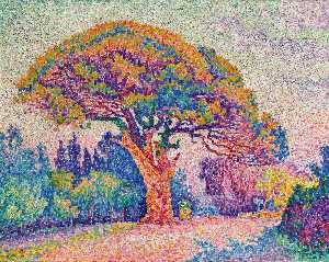  Paintings Reproductions The Pine Tree at St. Tropez, 1909 by Paul Signac (1863-1935, France) | WahooArt.com