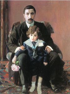 Pavel Filonov - Portrait of Arman Frantsevich Aziber and his son