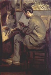 Pierre-Auguste Renoir - Frederic Bazille Painting The Heron (Frederic Bazille at his Easel)