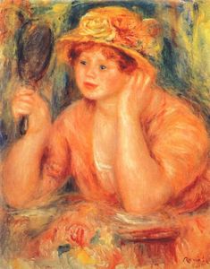 Pierre-Auguste Renoir - Girl looking into a mirror