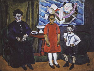 Pyotr Konchalovsky - Family Portrait (against Chinese panel)