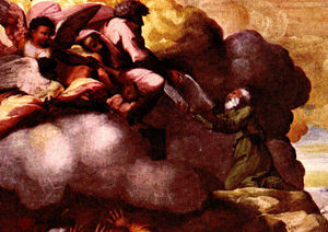 Raphael (Raffaello Sanzio Da Urbino) - Moses Receiving the Tablets of the Law (detail)