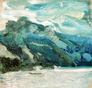 Richard Gerstl - Lake Traunsee with the Schlafende Griechin mountain