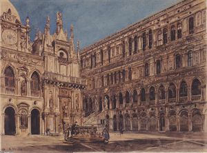 Rudolf Von Alt - The courtyard of the Doge-s Palace in Venice