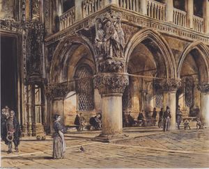 Rudolf Von Alt - View of the Ducal Palace in Venice