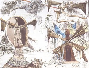 Salvador Dali - Don Quixote and the Windmills
