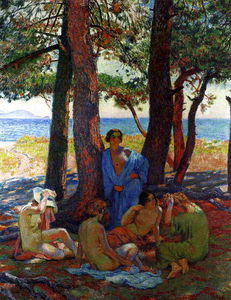 Theo Van Rysselberghe - Bathers under the Pines by the Sea