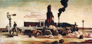 Thomas Hart Benton - Cattle Loading