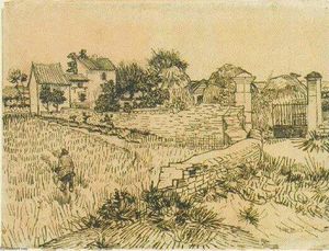 Vincent Van Gogh - Entrance Gate to a Farm with Haystacks
