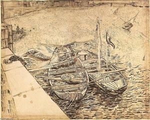 Vincent Van Gogh - Quay with Men Unloading Sand Barges