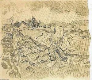 Vincent Van Gogh - Enclosed Field with a Sower in the Rain