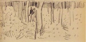 Vincent Van Gogh - Couple Walking between Rows of Trees