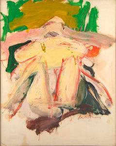 Willem De Kooning - Woman with a Green and Beige Background