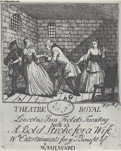 William Hogarth - Benefit ticket (Mr Milward)- A Bold Stroke for a Wife