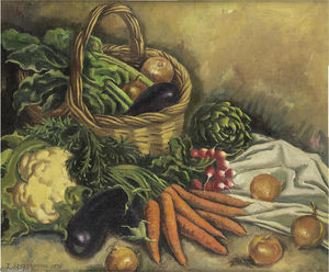 Zinaida Serebriakova - Still life with cauliflower and vegetables