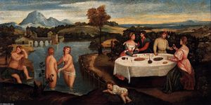 Bonifazio Veronese (Bonifazio De Pitati) - Outdoors Entertainment with Bathers