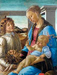 Sandro Botticelli - Madonna and Child with an Angel - (own a famous paintings reproduction)