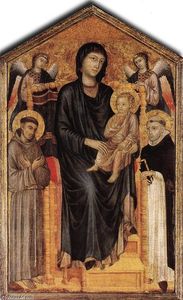 Cimabue - Madonna Enthroned with the Child, St Francis, St. Domenico and two Angels