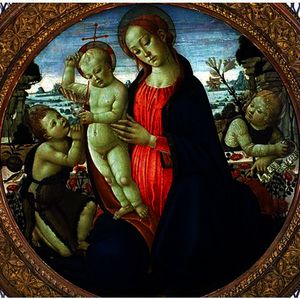 Jacopo Del Sellaio - Madonna and Child with Infant St John the Baptist and Attending Angel