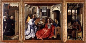 Order Art Reproductions Mérode Altarpiece, 1427 by Robert Campin (Master Of Flemalle) (1375-1444, France) | WahooArt.com