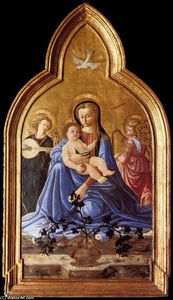Master Of The Castello Nativity - Madonna and Child with Two Angels (Madonna of Humility)