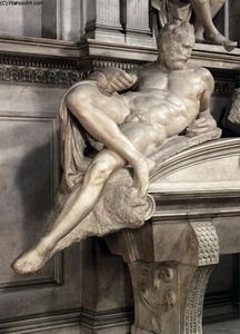  Artwork Replica Dusk, 1524 by Michelangelo Buonarroti (1475-1564, Italy) | WahooArt.com