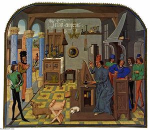  Oil Painting Replica The Scribe`s Workshop, 1470 by Loyset Liédet (1420-1484, France) | WahooArt.com