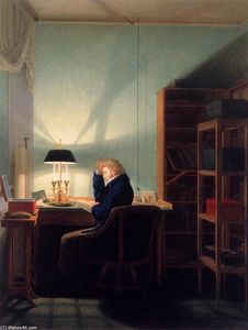Georg Friedrich Kersting - Man Reading at Lamplight