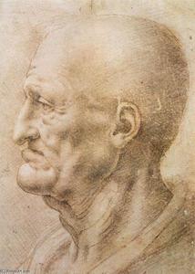  Museum Art Reproductions Profile of an old man by Leonardo Da Vinci (1452-1519, Italy) | WahooArt.com
