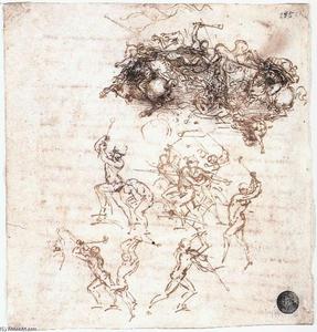 Leonardo Da Vinci - Study of battles on horseback and on foot