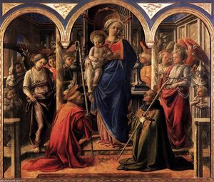 Fra Filippo Lippi - Madonna and Child with St Fredianus and St Augustine
