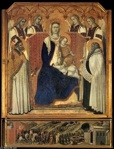Pietro Lorenzetti - Madonna with Angels between St Nicholas and Prophet Elijah