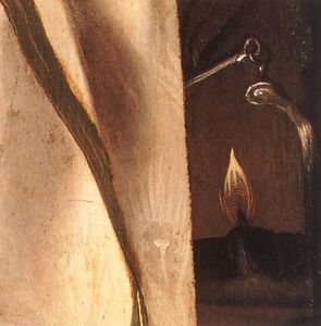 Lorenzo Lotto - Portrait of a Young Man with an Oil-lamp (detail)